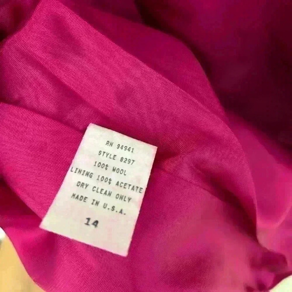 Pink Fuschia Classic Blazer Wool Adolfo International Career Women Business - Picture 6 of 7